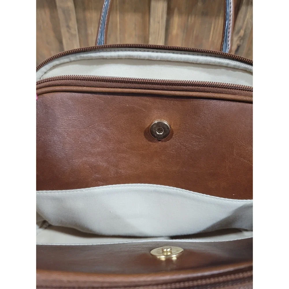 Rosetti Woven Bag With Brown Vinyl Trim And  handles